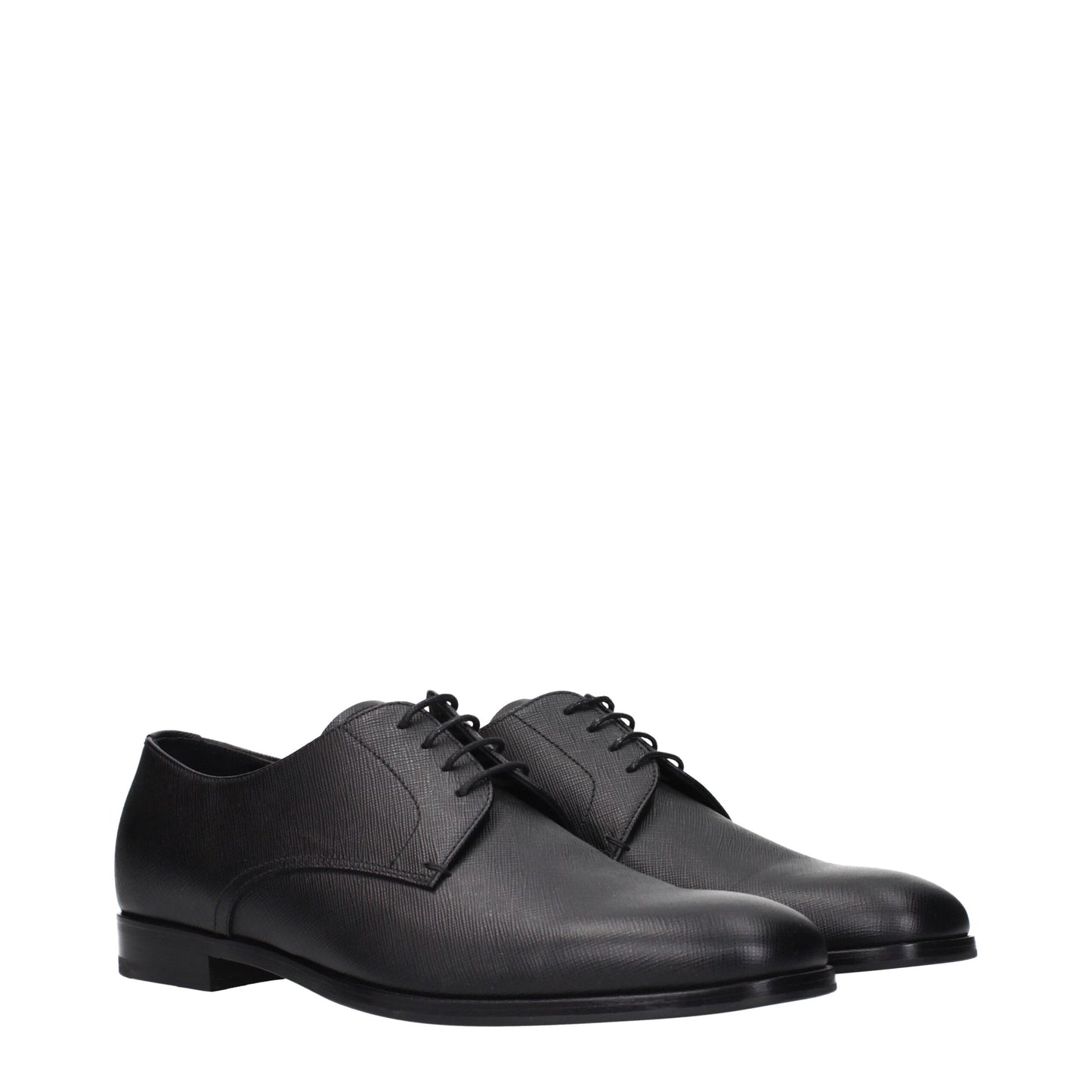 Prada Black Leather Oxfords And Derbies