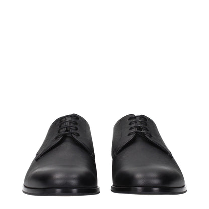 Prada Black Leather Oxfords And Derbies