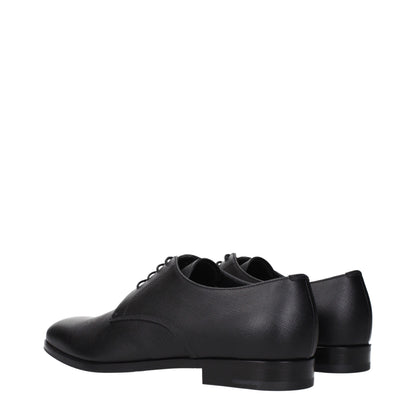 Prada Black Leather Oxfords And Derbies