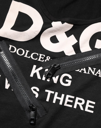 Dolce &amp; Gabbana Schwarzes ärmelloses Tanktop aus Baumwolle mit DG-Logo für Herren