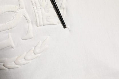 Dolce &amp; Gabbana – Weißes Baumwoll-T-Shirt mit DG-Kronenprägung für Herren