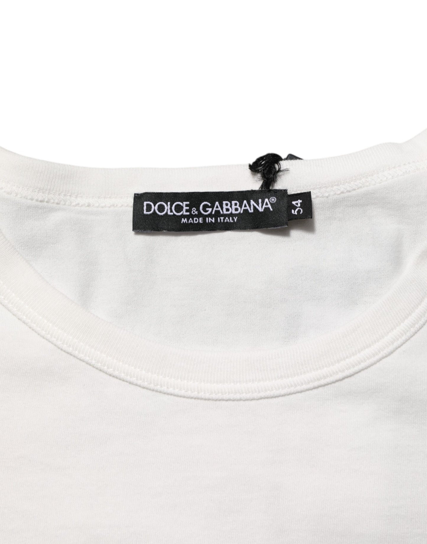 Dolce &amp; Gabbana – Weißes Baumwoll-T-Shirt mit DG-Kronenprägung für Herren