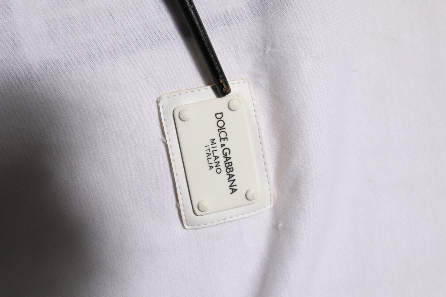 Dolce & Gabbana White Cotton Logo Patch Crew Neck Men T-shirt