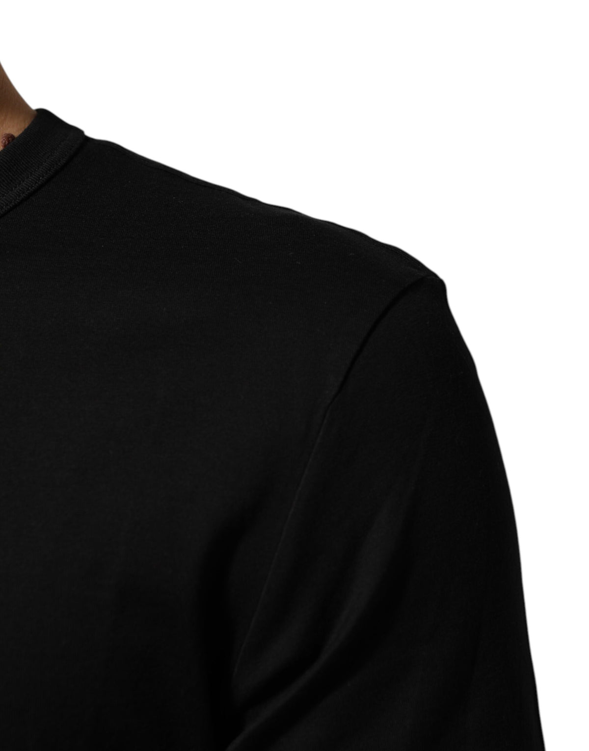 Dolce &amp; Gabbana – Schwarzes Baumwollsamt-T-Shirt mit Logo-Print für Herren