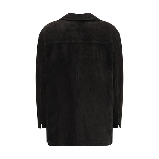 Salvatore Santoro Black Calf Leather Bos Taurus Coat