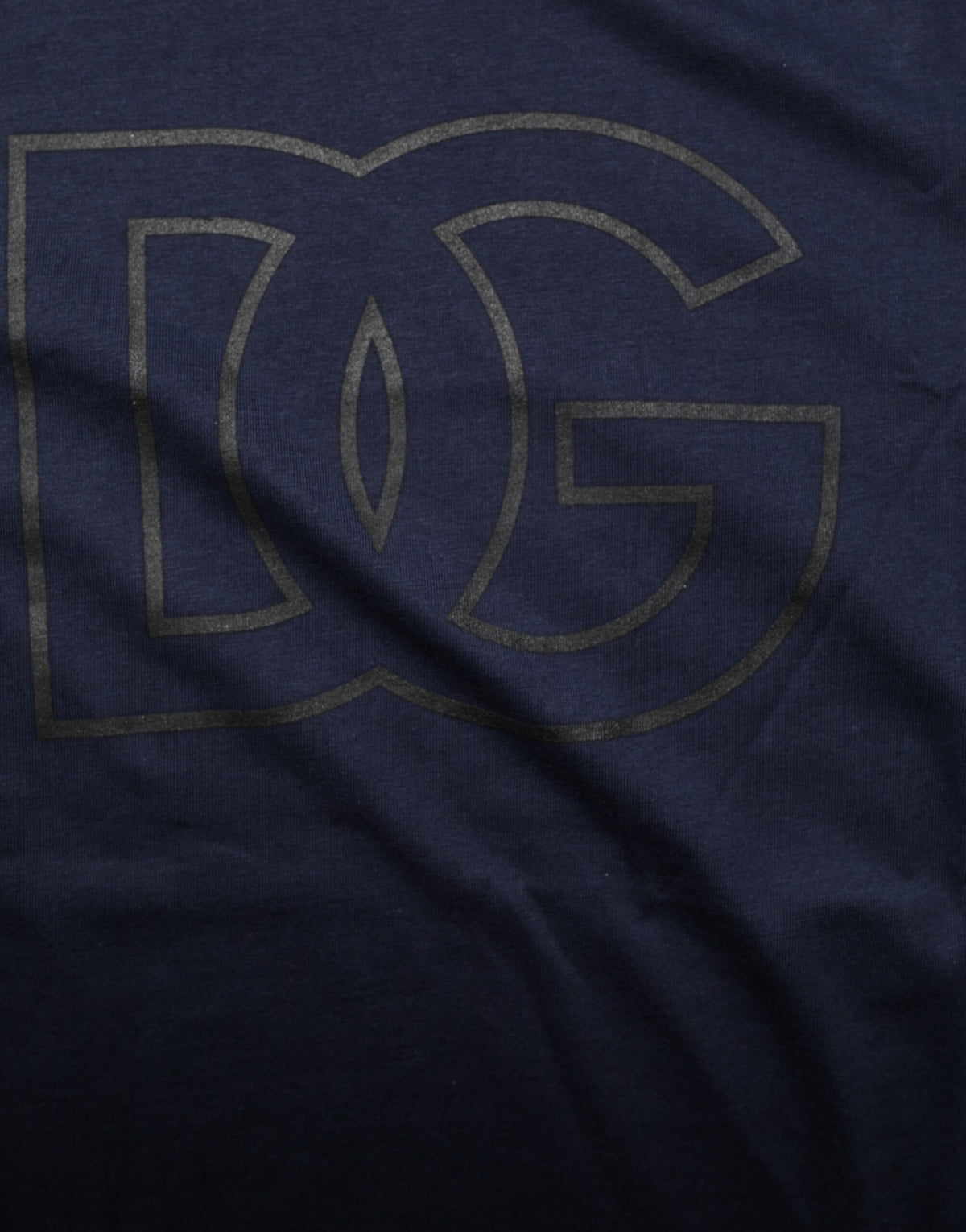 Dolce &amp; Gabbana Herren-T-Shirt aus dunkelblauer Baumwolle mit DG-Logo-Print