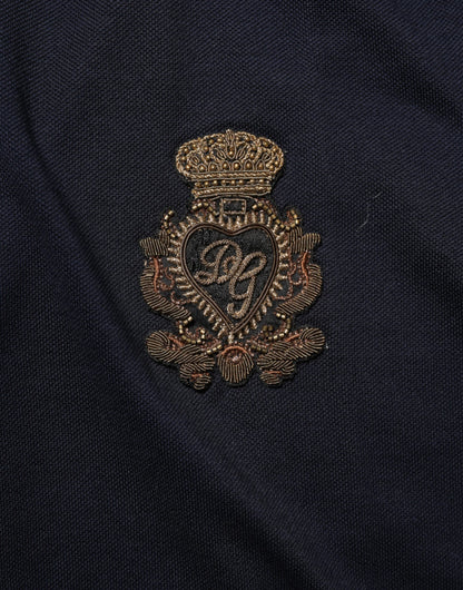 Dolce &amp; Gabbana Herren-T-Shirt mit Kronen- und Wappenlogo aus Baumwolle in Marineblau