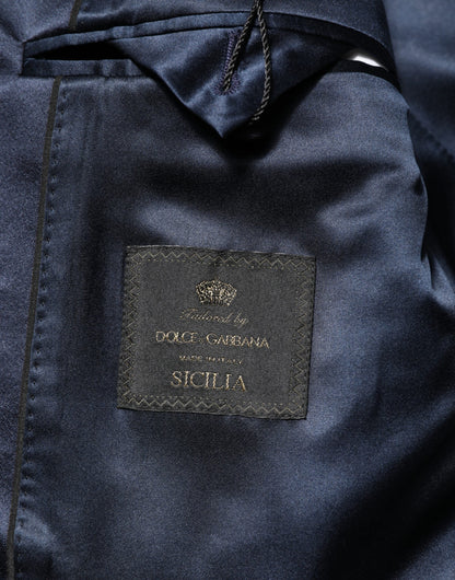 Dolce &amp; Gabbana Schwarzer 3-teiliger Anzug aus Woll-Seiden-Mischung SICILIA