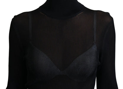 Dolce &amp; Gabbana – Schwarzer Rollkragenpullover in Slim Fit