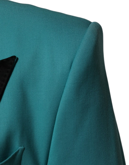 Dolce &amp; Gabbana Cyan 3-teiliger Anzug aus Woll-Seiden-Mischung SICILIA