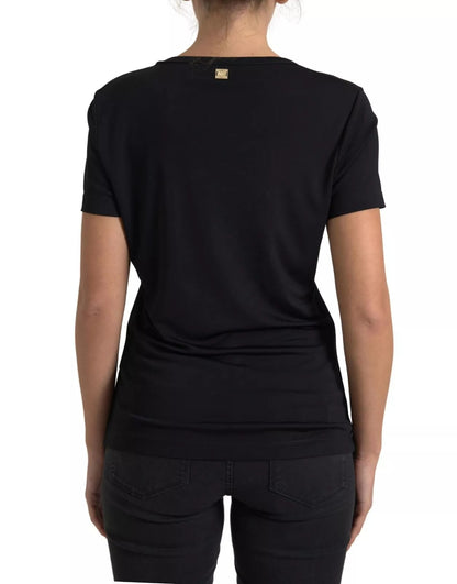 Roberto Cavalli – Schwarzes CLASS-T-Shirt aus Viskose mit Rundhalsausschnitt