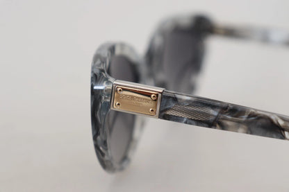 Dolce &amp; Gabbana DG4194 – Graue Acetat-Sonnenbrille mit Logo-Plakette und Cat-Eye-Gläsern