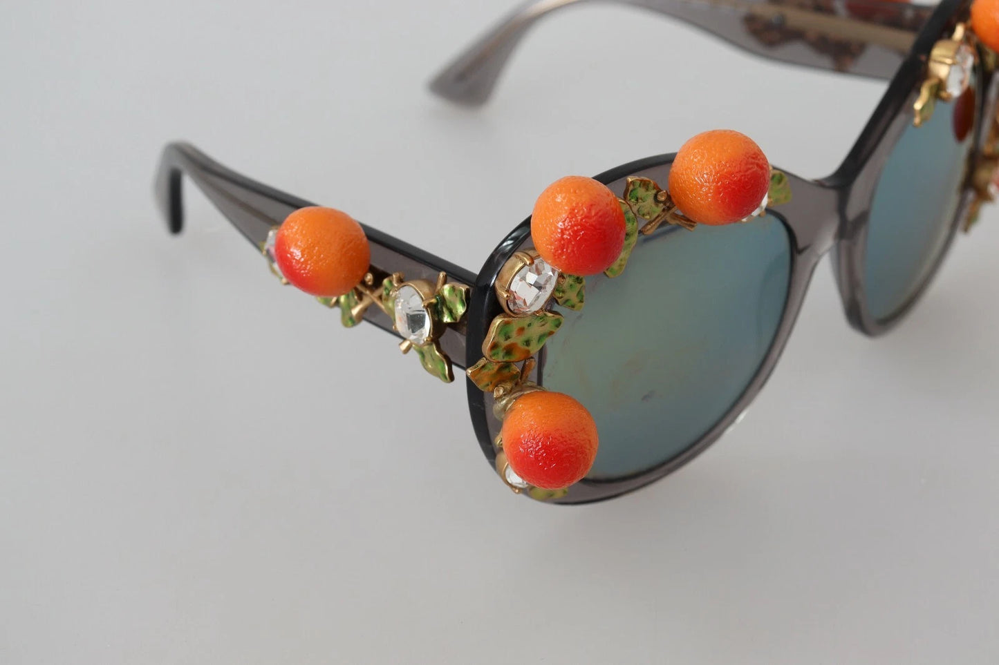 Dolce &amp; Gabbana DG4283B Sonnenbrille mit orangefarbenen Acetat-Kristallapplikationen