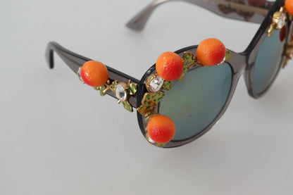 Dolce &amp; Gabbana DG4283B Sonnenbrille mit orangefarbenen Acetat-Kristallapplikationen