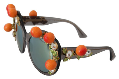 Dolce &amp; Gabbana DG4283B Sonnenbrille mit orangefarbenen Acetat-Kristallapplikationen
