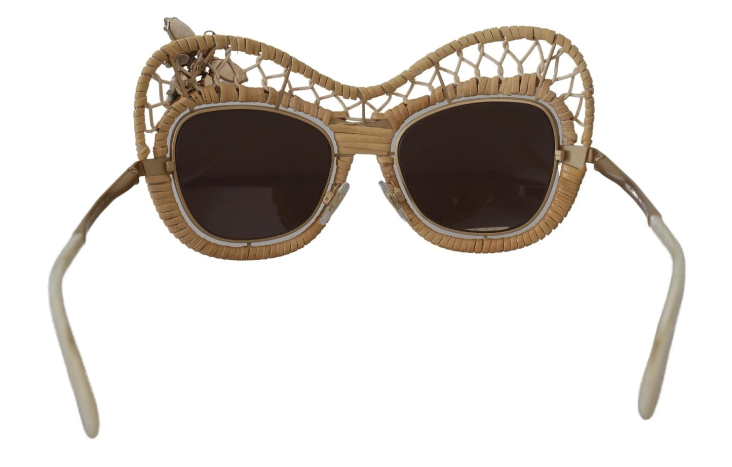 Dolce &amp; Gabbana DG2159B Beige Gold Stroh Schmetterling Kristalle Sonnenbrille