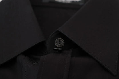 Dolce & Gabbana Black Cotton Collared Long Sleeves Shirt