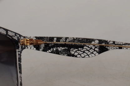 Dolce &amp; Gabbana DG4190 Runde Sonnenbrille aus Acetat mit schwarzer Spitze und Kristallen