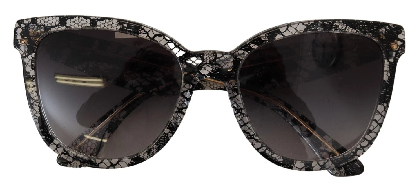 Dolce &amp; Gabbana DG4190 Runde Sonnenbrille aus Acetat mit schwarzer Spitze und Kristallen