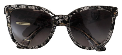 Dolce &amp; Gabbana DG4190 Runde Sonnenbrille aus Acetat mit schwarzer Spitze und Kristallen