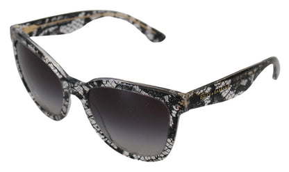 Dolce &amp; Gabbana DG4190 Runde Sonnenbrille aus Acetat mit schwarzer Spitze und Kristallen