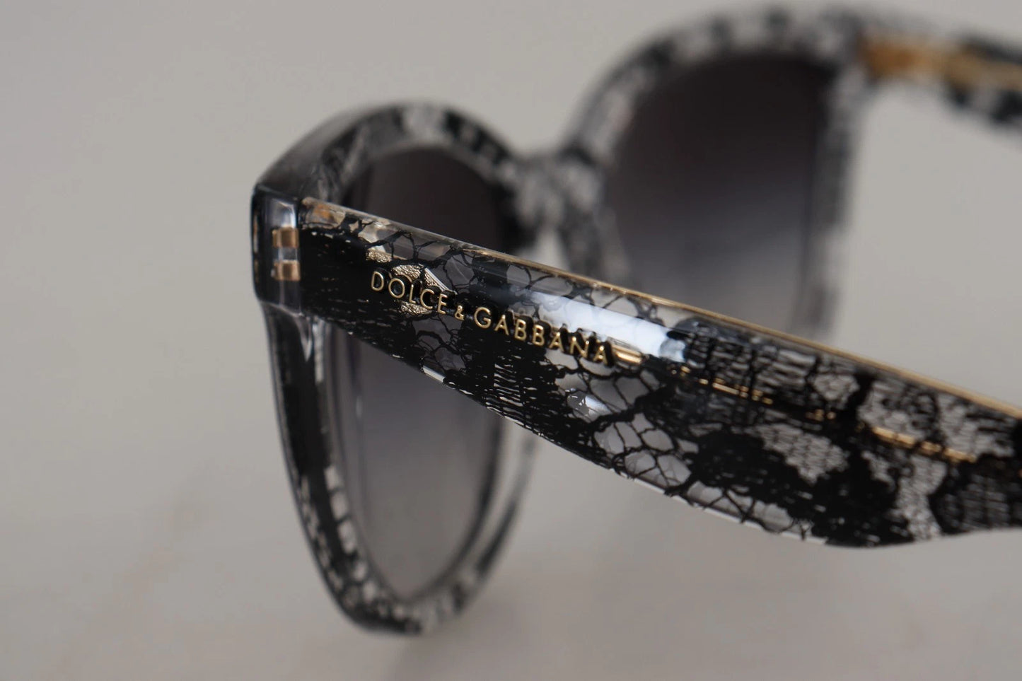 Dolce &amp; Gabbana DG4190 Runde Sonnenbrille aus Acetat mit schwarzer Spitze und Kristallen