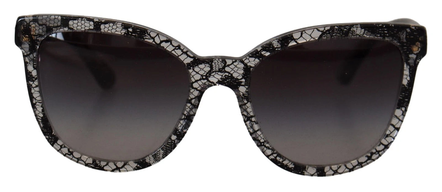 Dolce &amp; Gabbana DG4190 Runde Sonnenbrille aus Acetat mit schwarzer Spitze und Kristallen