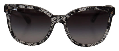 Dolce &amp; Gabbana DG4190 Runde Sonnenbrille aus Acetat mit schwarzer Spitze und Kristallen