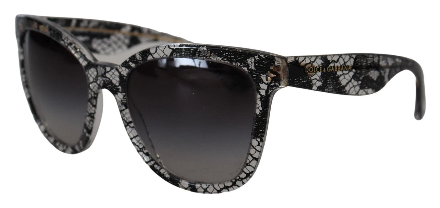 Dolce &amp; Gabbana DG4190 Runde Sonnenbrille aus Acetat mit schwarzer Spitze und Kristallen
