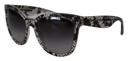 Dolce &amp; Gabbana DG4190 Runde Sonnenbrille aus Acetat mit schwarzer Spitze und Kristallen