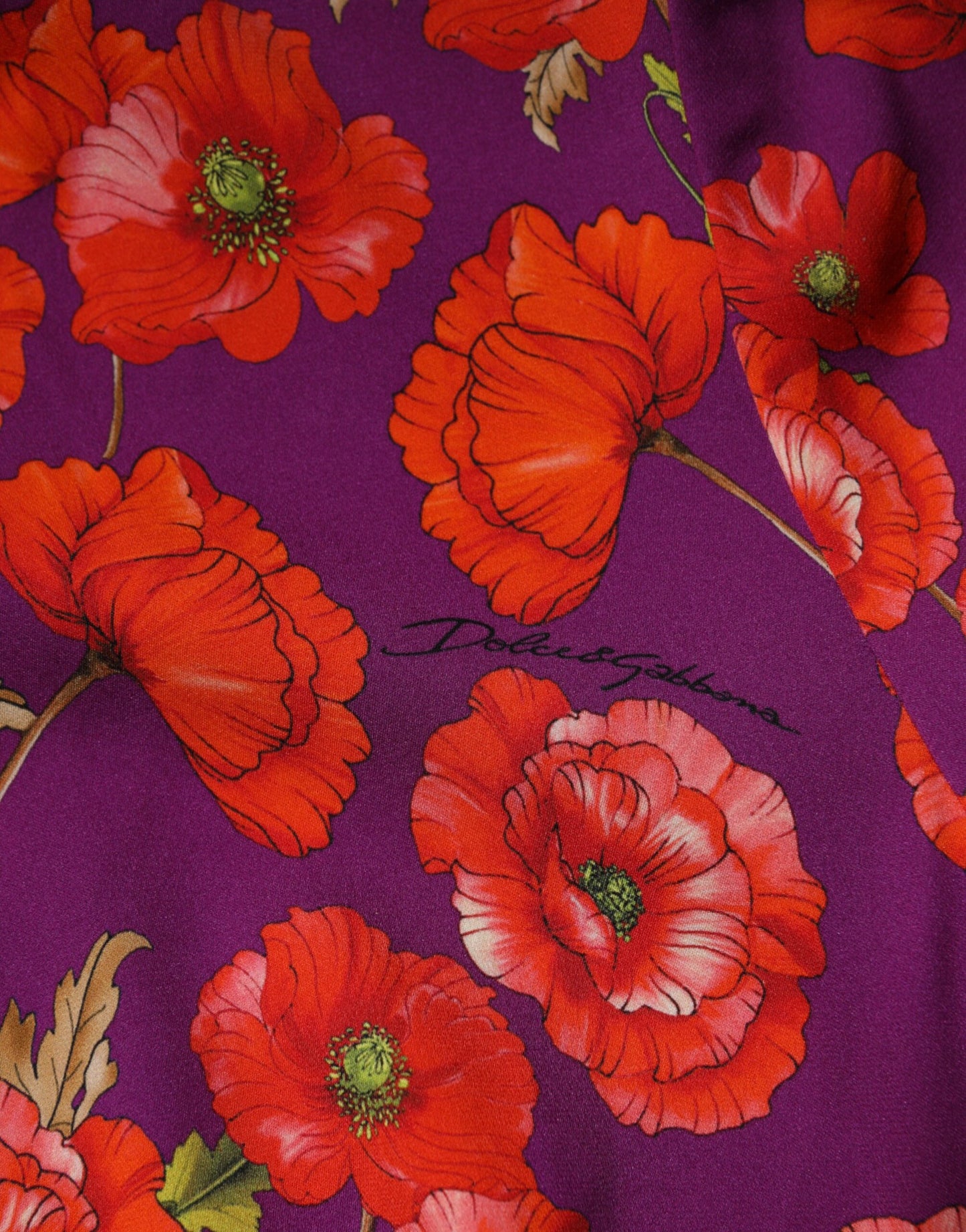 Dolce &amp; Gabbana – Lilafarbenes Midi-Etuikleid aus Seide mit Blumendruck