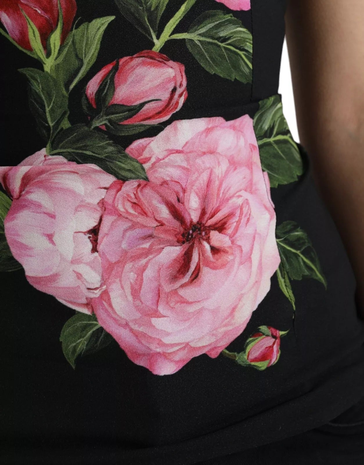 Dolce &amp; Gabbana – Schwarzes Tanktop aus Viskose mit Blumenmuster und Rundhalsausschnitt