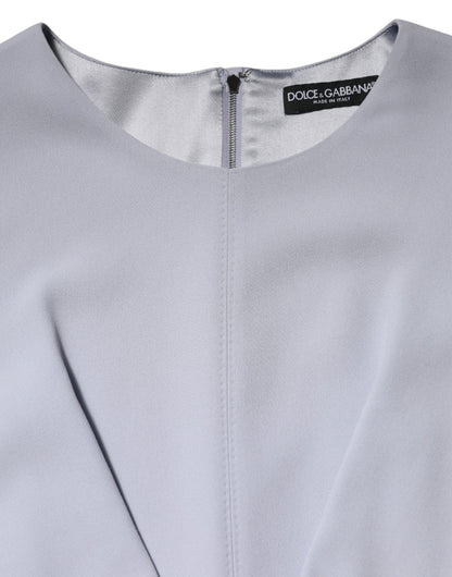 Dolce &amp; Gabbana – Hellblaues Kleid aus Viskosemischung mit Blumenapplikation