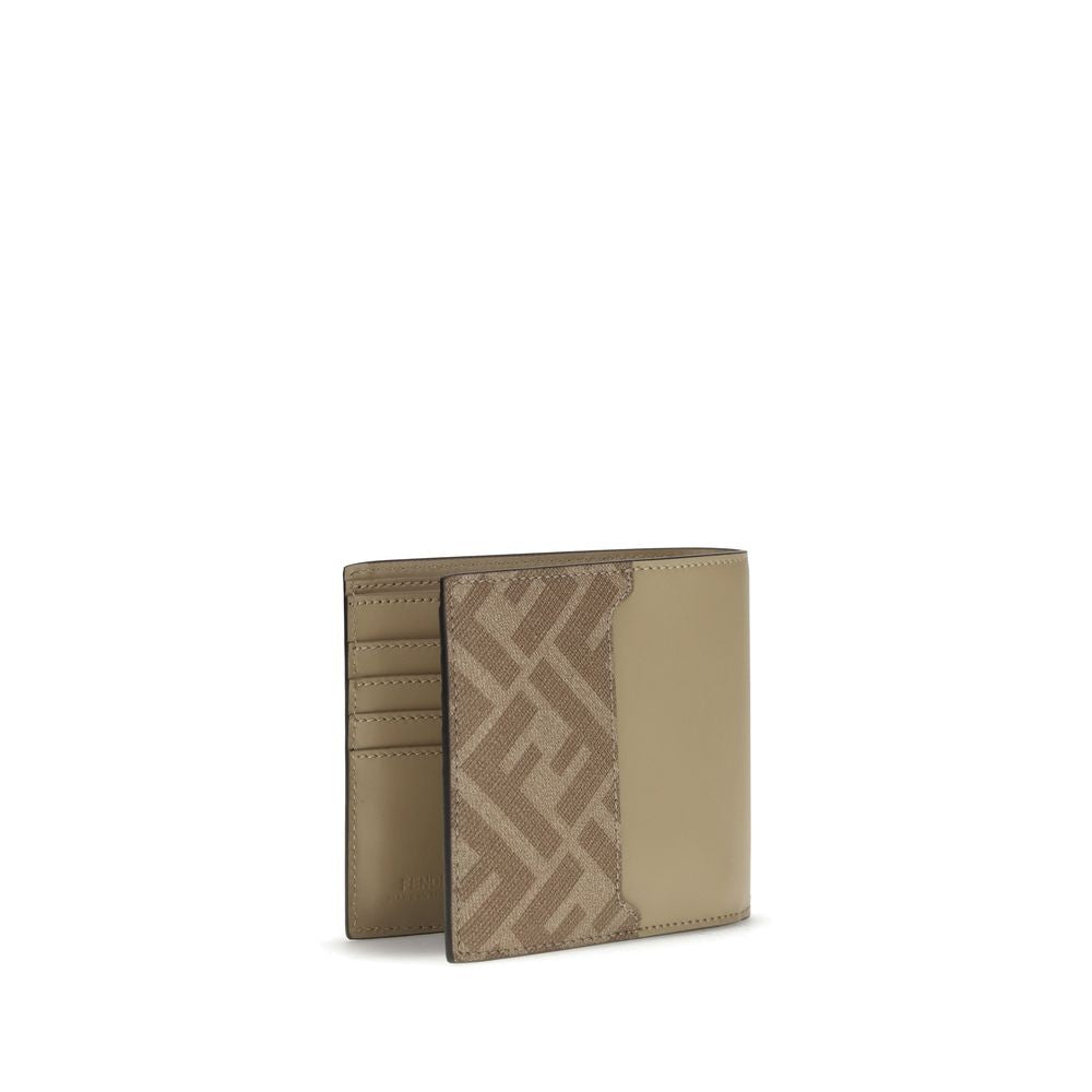 Fendi FF-Geldbörse aus Leder und Canvas