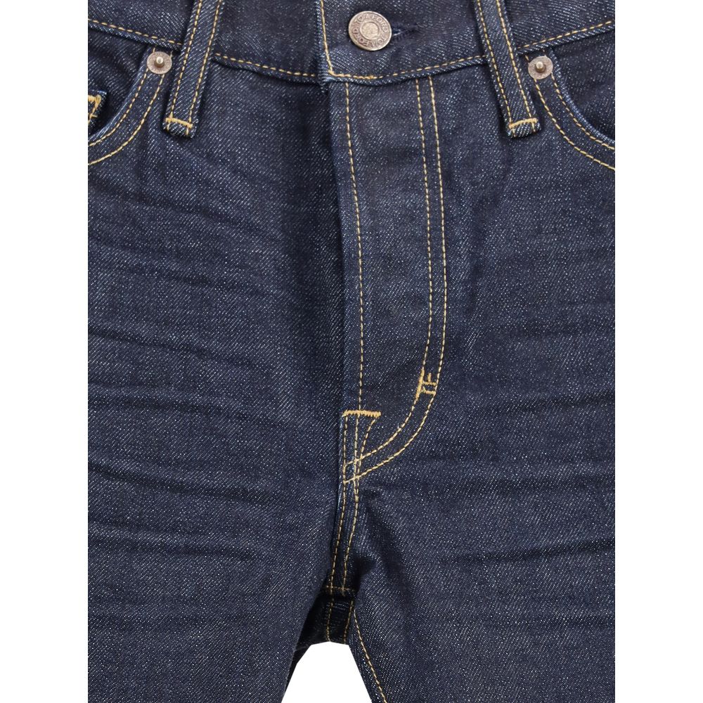 Tom Ford Blue Cotton Straight-Leg Jeans