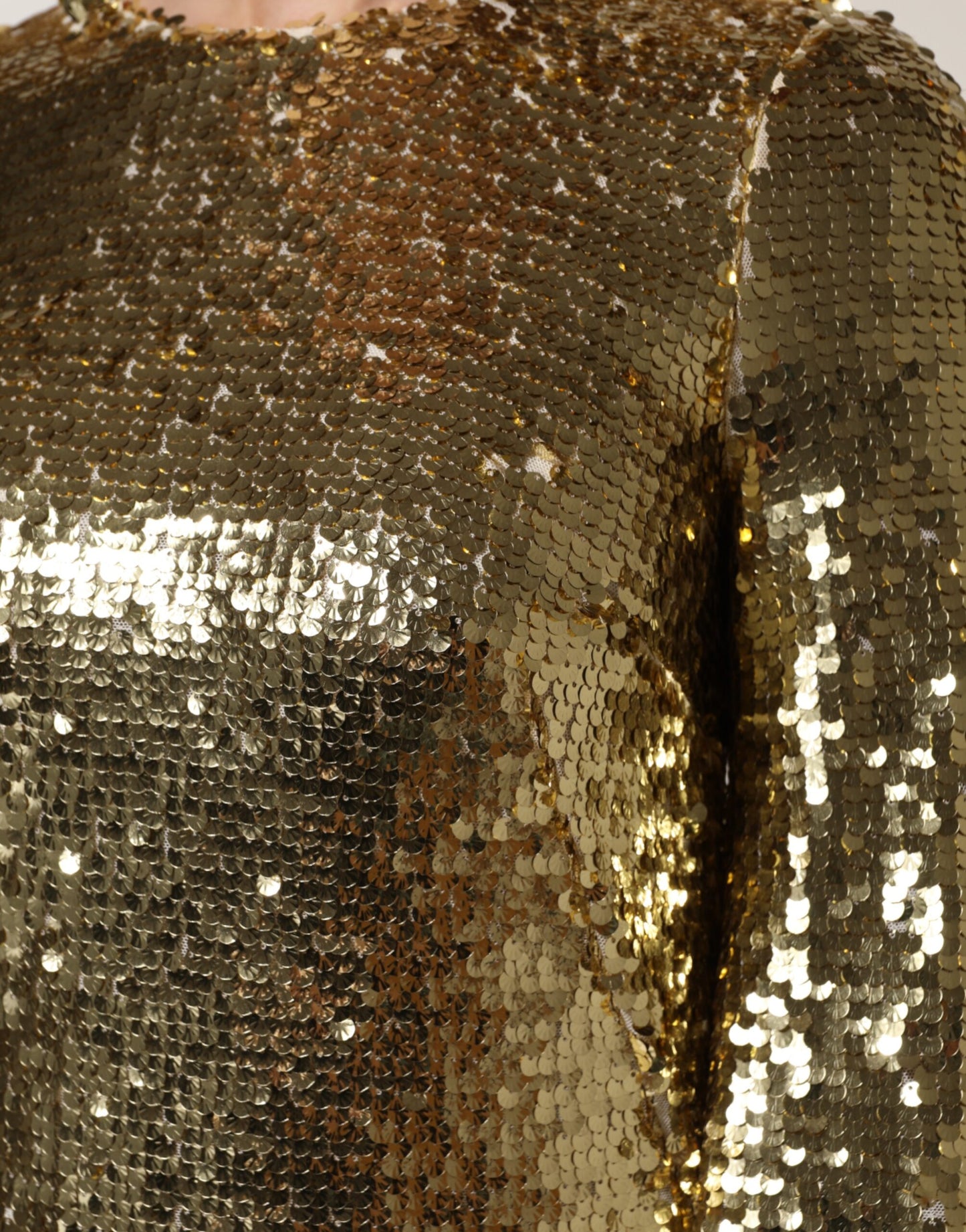 Dolce &amp; Gabbana – Langärmliges Minikleid mit goldenen Pailletten