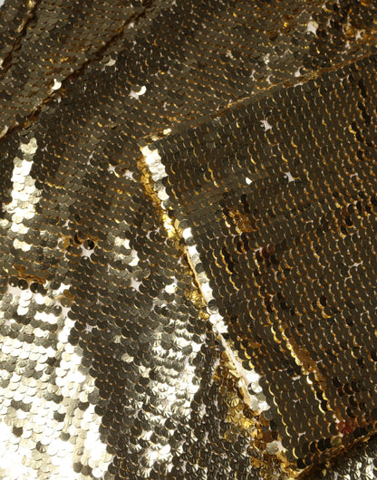 Dolce &amp; Gabbana – Langärmliges Minikleid mit goldenen Pailletten