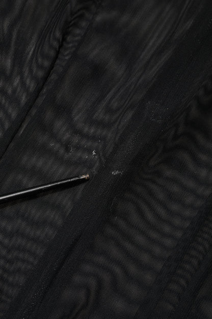 Dolce &amp; Gabbana – Langärmliger Jumpsuit-Bodysuit-Kleid aus transparentem Netzstoff in Schwarz