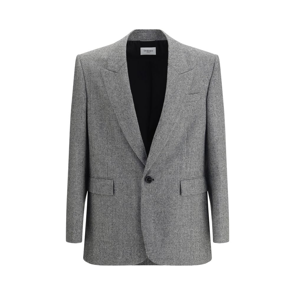 Saint Laurent Prince de Galles Wollflanell-Blazer