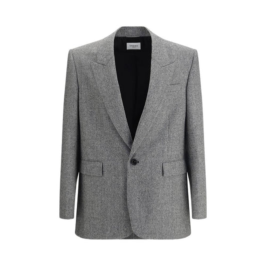 Saint Laurent Prince de Galles Wollflanell-Blazer