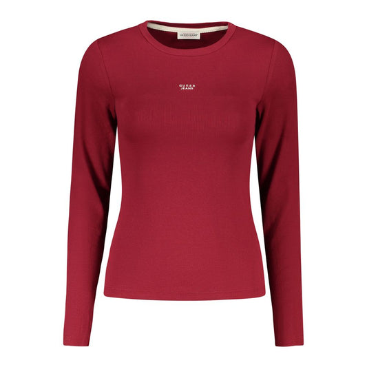 Guess Jeans Rotes Baumwoll-T-Shirt für Damen