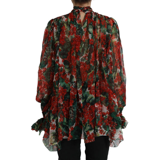 Dolce & Gabbana Multicolor Floral Silk Collar Blouse