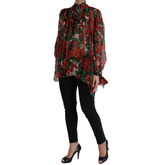 Dolce & Gabbana Multicolor Floral Silk Collar Blouse