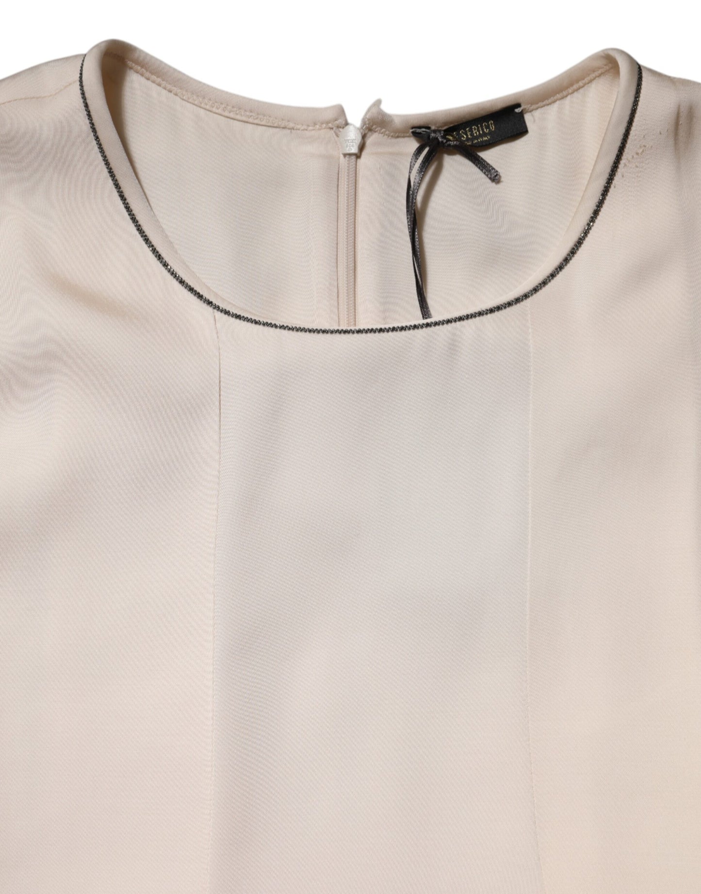 Peserico – Langes, plissiertes, ärmelloses Maxikleid aus Viskose in Beige