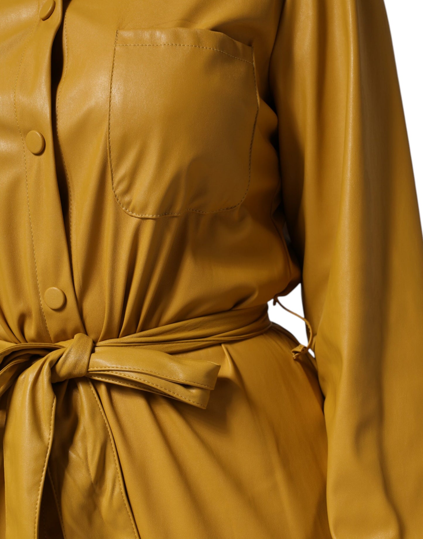 PINKO Polyester Belted Shirt Midi Langarm Gelb Senf