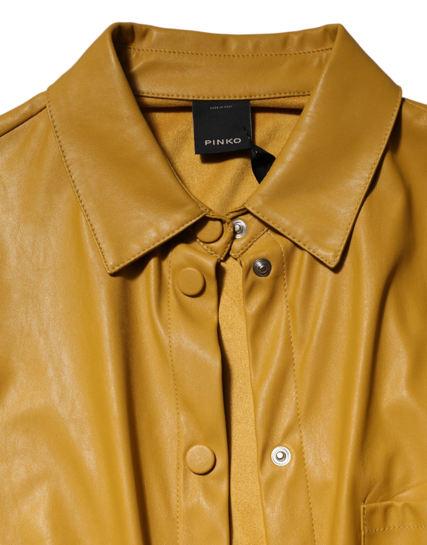 PINKO Polyester Belted Shirt Midi Langarm Gelb Senf