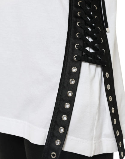 Dolce &amp; Gabbana – Weißes T-Shirt aus Baumwolle mit 2000-Modedruck und Logo