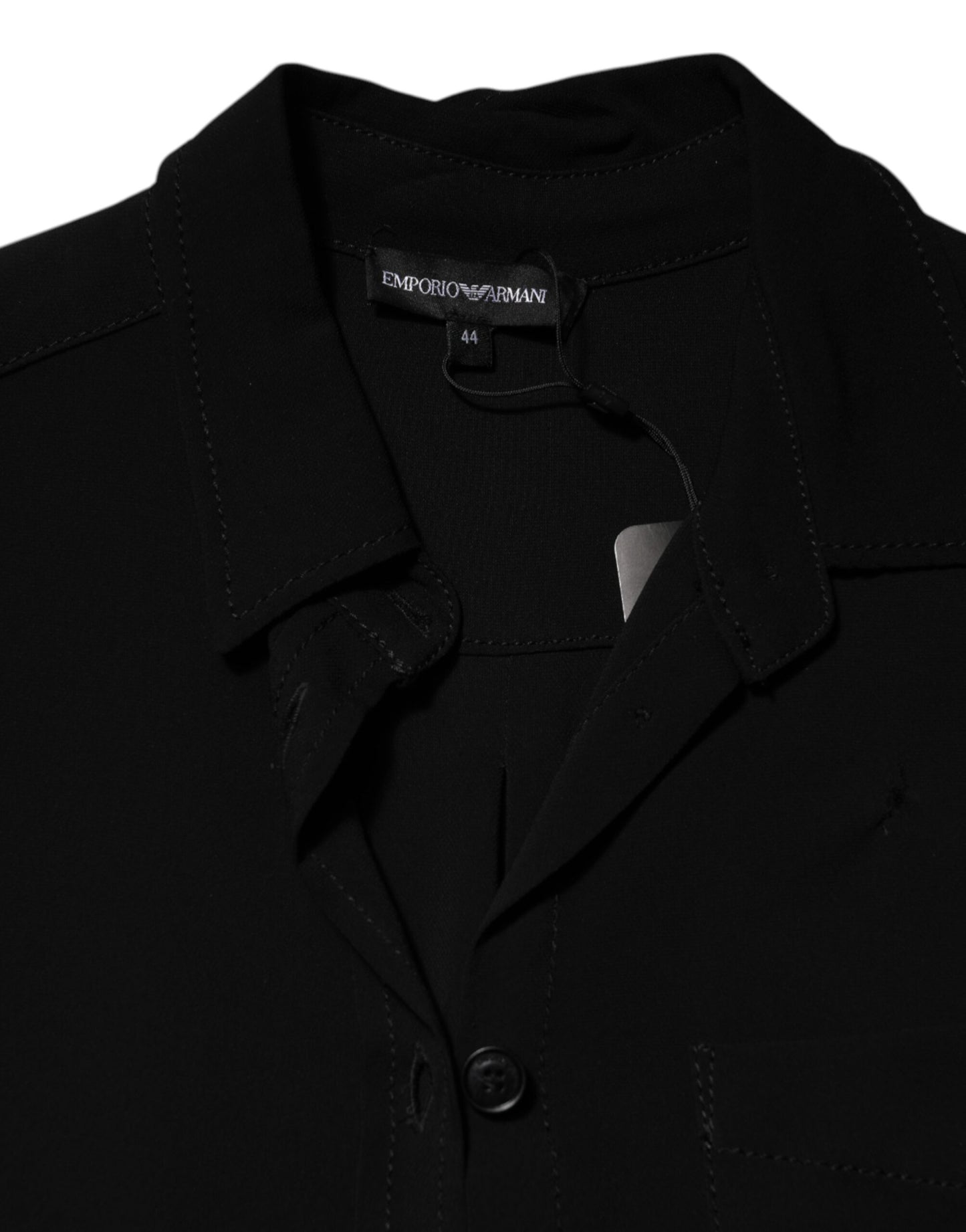 Emporio Armani – Schwarzes Hemdkleid aus Viskosemischung mit Gürtel