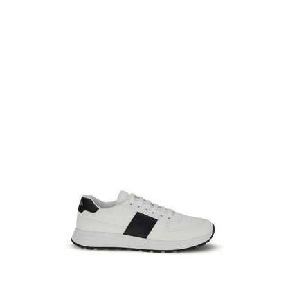 Prada Sneaker aus weißem Kalbsleder, Modell Bos Taurus, niedriger Schaft.