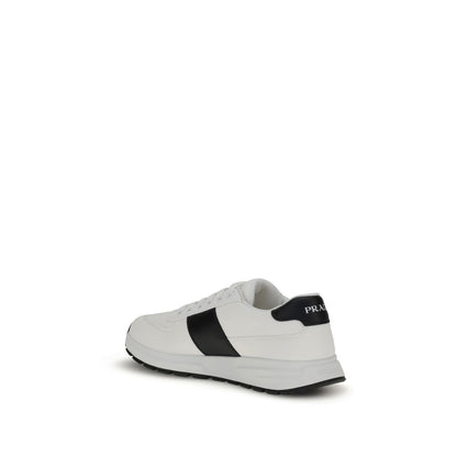Prada Sneaker aus weißem Kalbsleder, Modell Bos Taurus, niedriger Schaft.